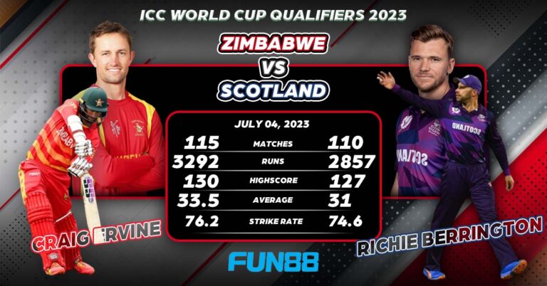 Zimbabwe vs Scotland Super 6 ICC World Cup Qualifier 2023 July 4, 2023 Match Best Prediction Fun88