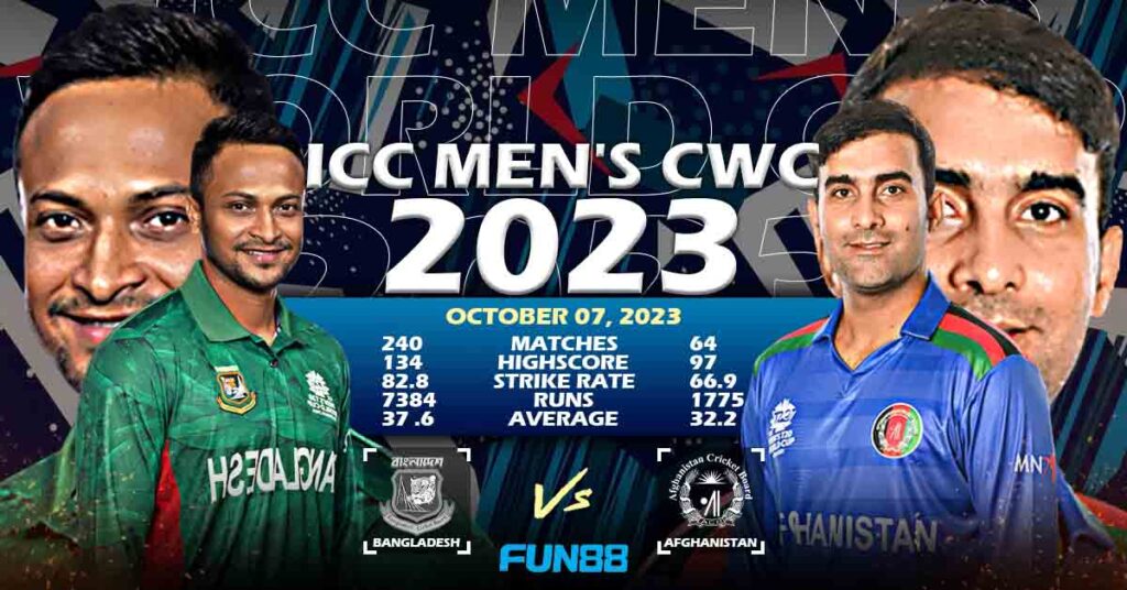 Bangladesh vs Afghanistan ICC CWC 2023  at Fun88