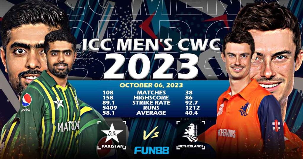 Pakistan vs Netherlands ICC CWC 2023 Fun88