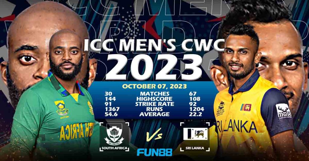 South Africa Vs Sri Lanka ICC CWC 2023 At Fun888